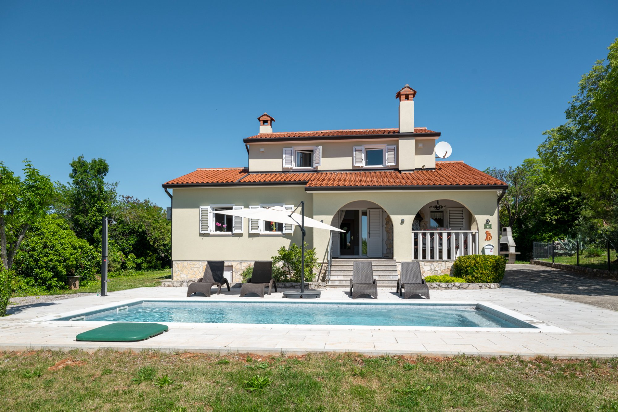 Holiday Home Serena exterior with pool near Adriatic Istria Croatia